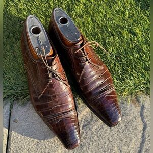 Italian hand made alligator men’s laced up shoes